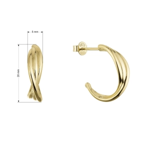 Pozlátené strieborné náušnice zapletené krúžky 61114