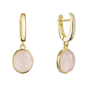 Pozlátené visiace náušnice s ruženínom 11737.3