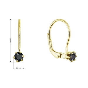Pozlátené visiace náušnice s Preciosa kryštálom 31322.3 jet