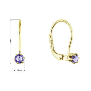 Pozlátené visiace náušnice s Preciosa kryštálom 31322.3 tanzanite