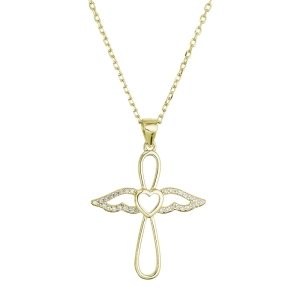 Pozlátený náhrdelník anjel so srdiečkom 12124.1