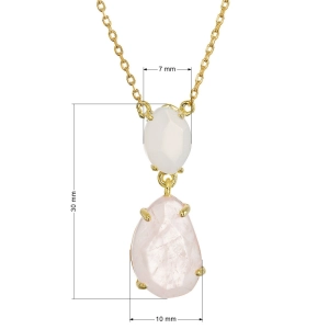 Pozlátený náhrdelník s ruženínom a chalcedónom 12161.3