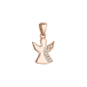 Pozlátený ružový prívesok anjel so zirkónmi 14049.1