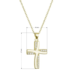 Pozlátený strieborný náhrdelník kríž so zirkónmi 12135.1 crystal