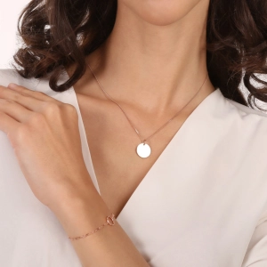 Pozlátený strieborný prívesok placička väčší 64093 rose gold