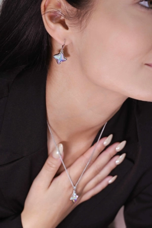 Náušnice bižutérie so Swarovski kryštálmi AB efekt hviezdička 51055.2