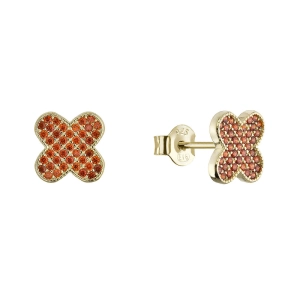 Pozlátené náušnice štvorlístky 11763.3 oranžové