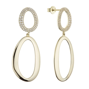 Pozlátené dlhé náušnice oválky 11787.1