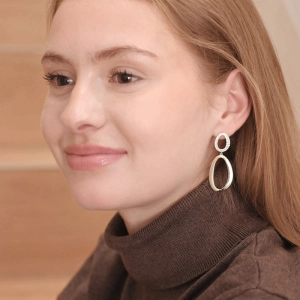 Pozlátené dlhé náušnice oválky 11787.1