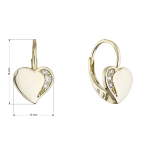 Pozlátené visiace náušnice srdiečka 11785.1