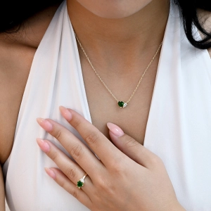 Pozlátený náhrdelník zelené srdiečko 12181.3