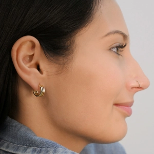 Pozlátené náušnice hranaté polkruhy 61152