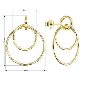 Pozlátené náušnice dvojitý kruh 61168