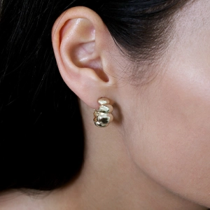 Pozlátené náušnice elegantné polkruhy 61163