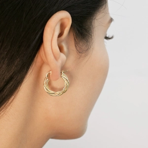 Pozlátené náušnice prepletané kruhy 61164