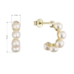 Pozlátené náušnice kruhy s bielymi riečnymi perlami 21131.1