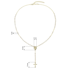 Pozlátený ruženec s bielymi riečnymi perlami 22062.1