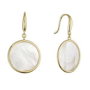 Pozlátené strieborné náušnice kolieska s perleťou 11795.1