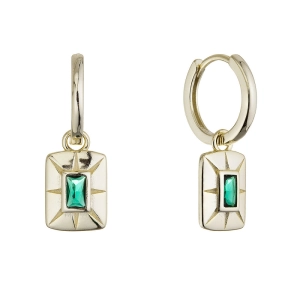 Pozlátené kruhové náušnice 11779.3 so zeleným zirkónom