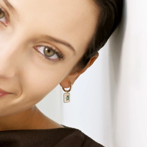 Pozlátené kruhové náušnice 11779.3 so zeleným zirkónom