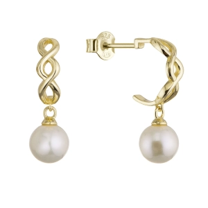 Pozlátené náušnice kruhy so zavesenou riečnou perlou 21125.1