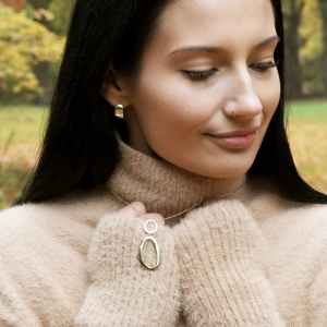 Pozlátený náhrdelník dvojitý ovál 12178.1