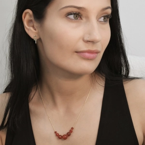 Pozlátený náhrdelník s červeným achátom 12187.3