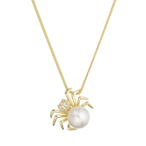 Pozlátený náhrdelník pavúčik s riečnou perlou 22054.1