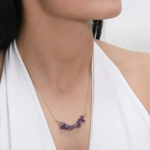 Náhrdelník s kameňom ametyst 42037.3 oceľ