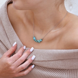 Náhrdelník s kameňom tyrkys 42037.3 oceľ