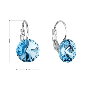 Náušnice bižutérie so Swarovski kryštálmi modré okrúhle 51002.3 aqua