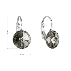 Náušnice bižutérie so Swarovski kryštálmi šedé okrúhle 51002.3