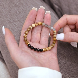 Oceľový náramok s minerálnymi kameňmi achát, jaspis 43080.3