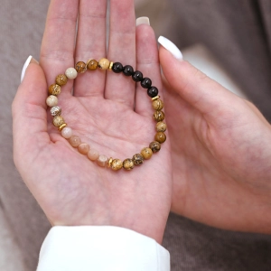 Oceľový náramok s minerálnymi kameňmi achát, jaspis 43080.3