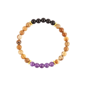 Oceľový náramok s minerálnymi kameňmi achát, jaspis, ametyst 43080.3