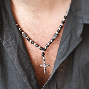 Oceľový ruženec 42046.1 čierny