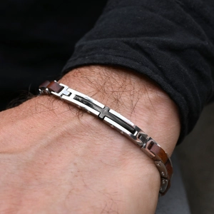 Náramok pánsky kombinácia dreva a ocele 43095.3