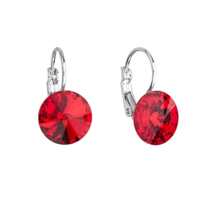 Náušnice bižutérie so Swarovski kryštálmi červené okrúhle 51002.3