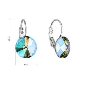 Náušnice bižutérie so Swarovski kryštálmi zelené fialové okrúhle 51002.5