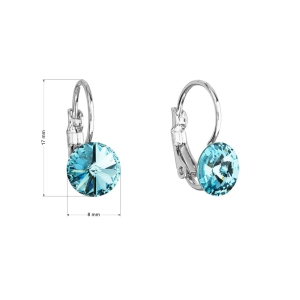 Náušnice bižutérie so Swarovski kryštálmi modré okrúhle 51031.3 turquoise