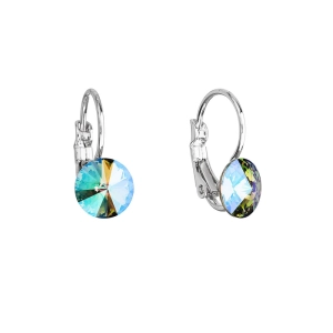 Náušnice bižutérie so Swarovski kryštálmi zelené fialové okrúhle 51031.5