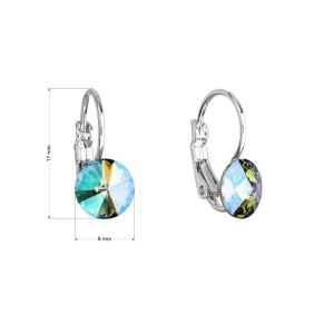 Náušnice bižutérie so Swarovski kryštálmi zelené fialové okrúhle 51031.5