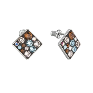 Náušnice bižutérie so Swarovski kryštálmi modré kosoštvorec 51032.3 aqua