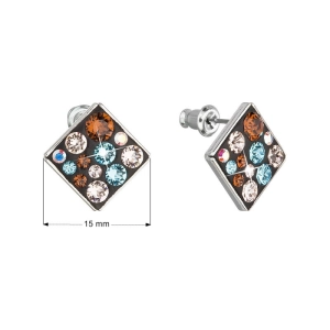 Náušnice bižutérie so Swarovski kryštálmi modré kosoštvorec 51032.3 aqua