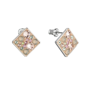Náušnice bižutérie so Swarovski kryštálmi oranžové kosoštvorec 51032.3 vintage peach