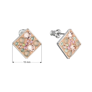 Náušnice bižutérie so Swarovski kryštálmi oranžové kosoštvorec 51032.3 vintage peach