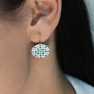 Náušnice bižutérie so Swarovski kryštálmi zelené okrúhle 51033.3