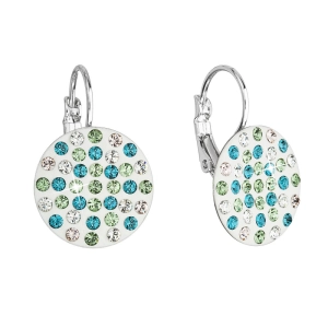 Náušnice bižutérie so Swarovski kryštálmi zelené okrúhle 51033.3