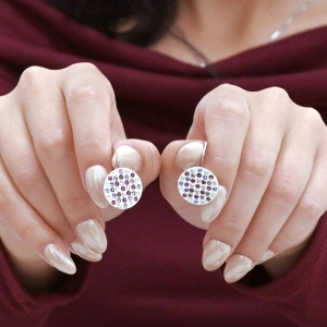 Náušnice bižutérie so Swarovski kryštálmi fialové okrúhle 51033.3