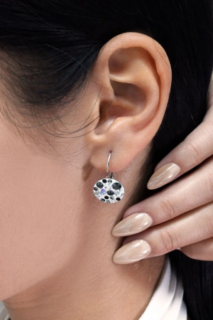 Náušnice bižutérie so Swarovski kryštálmi šedé okrúhle 51035.3